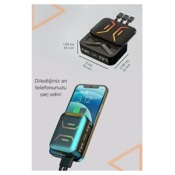 Google Pixel 7 PRO Uyumlu M80 Powerbank ve Anc özellikli bluetooth kulaklık