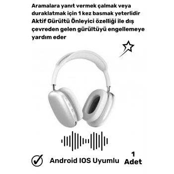 14 PROMAX Uyumlu 5.2 Bluetooth Anc Dokunmatik Suya Tere Dayanıklı P9 Kablosuz Kulaklık