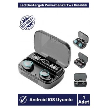 M10 Earbuds Kulak Içi Tws Bluetooth Kulaklık Led Göstergeli Powerbankli Kablosuz Wireless V5.1