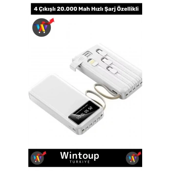 20.000 mAh Power Bank Siyah&Beyaz (4 Çıkış)