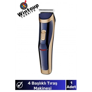 Kablosuz Şarjlı 4 Başlıklı Saç Sakal Vücut Tıraş Makinesi Erkek Bakım