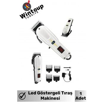 Profesyonel Tıraş Makinesi Şarjlı Dijital Göstergeli Saç Sakal Vücut Kırmızı&Beyaz Renkli