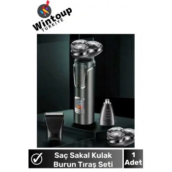 Profesyonel 3in1 Tıraş Makinesi Dijital Göstergeli 3 Başlıklı Tıraş Makinesi Erkek Bakım