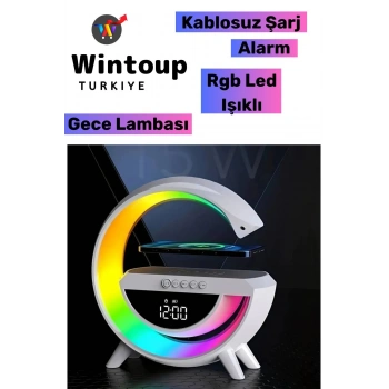 BLUETOOTH G HOPARLÖR RGB LED IŞIKLI SPEAKER ALARM SAAT AUX USB SD KART WİRELESS ŞARJ