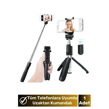 Kumandalı Kontrol Selfi Çubuğu Tripot