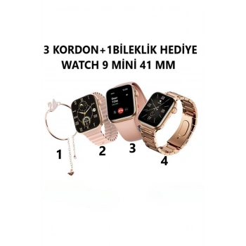 Android&IphoneUyumlu Sesli Arama Bildirim Asistan Özellikli 3 Strap+Bileklik Kadın Akıllı Saat