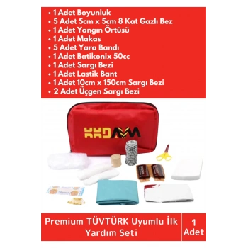 Premium Acil Müdahale Ev Iş Yeri Araç Oto Okul Deprem Doğal Afet Ecza Ilk Yardım Bez Çantalı Set