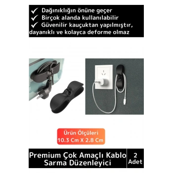 Premium Bilgisayar Notebook Şarj Kablosu Fön Airfryer Mutfak Çok Amaçlı Kablo Sarma Düzenleyici 2 Ad