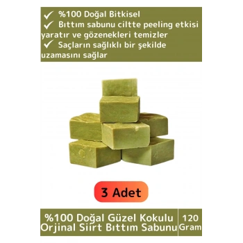 Özel %100 Doğal Güzel Kokulu El Yüz Saç Vücut Cilt Orijinal Bitkisel Siirt Bıttım Sabunu 120 Gr 3 Ad