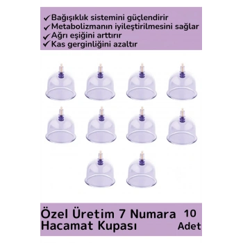 Özel Üretim Yüksek Kaliteli Vakumlu 7 Numara Hacamat Kupası 10 Adet