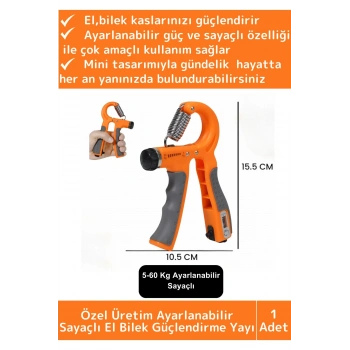 Özel Üretim El Bilek Kol Güçlendirici Kas Yapma Ayarlanabilir Sayaçlı Bilek Güçlendirme Yayı 5-60 Kg