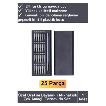 Premium Dayanıklı Mıknatıslı Saat Gözlük Elektronik Taşınabilir Mini Kutulu 25 Parça Tornavida Seti