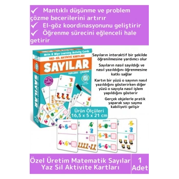 Premium Eğitici El Göz Koordinasyon Zeka Geliştirici Matematik Sayılar Yaz Sil Aktivite Kartları