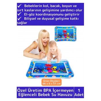 Özel Üretim BPA İçermeyen Bebek Aktivite Oyuncağı Emekleme Zamanı Yatak Minder Su Oyun Matı