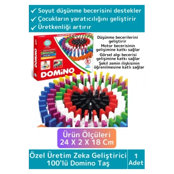Premium Eğitici El Göz Koordinasyonu Zeka Üretkenlik Merak Keşif Geliştirici 100lü Domino Taş