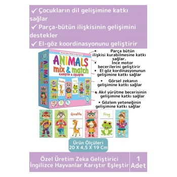 Premium Eğitici Zeka Dil Geliştirici Çocuk El Göz Koordinasyon Animals Mix & Match Karıştır Eşleştir