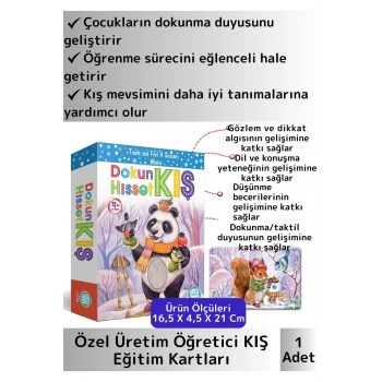 Premium Duyusal Gelişim Görsel Algı Eğlenceli Öğrenme Çocuk Kış Mevsim Tanıma Eğitim Kartları