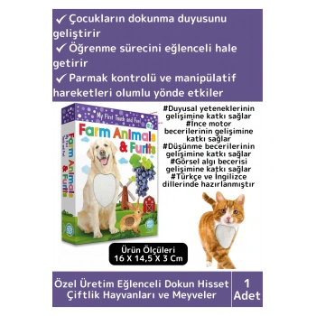 Premium Eğitici Görsel Algı Dil Öğrenme Eğlenceli Öğrenme Dokun Hisset Çiftlik Hayvanları&Meyveler