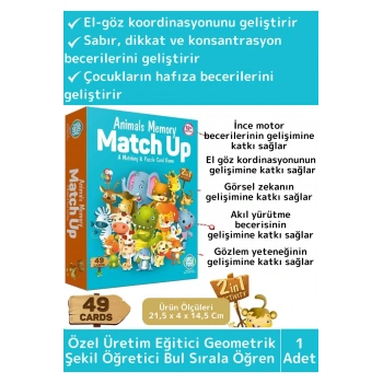 Premium Eğitici Zeka Geliştirici Çocuk El Göz Koordinasyonu Animals Memory Match Up Oyun