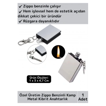 Premium Taşınabilir Pratik Kamp Doğa Av Günlük Rüzgarda Sönmez Zippo Benzin Metal Kibrit Anahtarlık