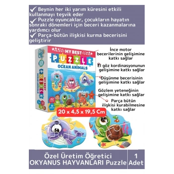 Premium Çocuk Zeka El Göz Koordinasyonu Geliştirici Öğretici Eğlenceli OKYANUS HAYVANLARI Puzzle