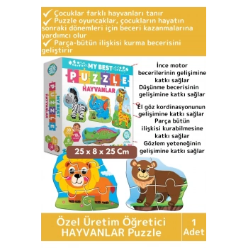Premium Çocuk Zeka El Göz Koordinasyonu Geliştirici Eğitici Eğlenceli HAYVANLAR Puzzle Oyunu