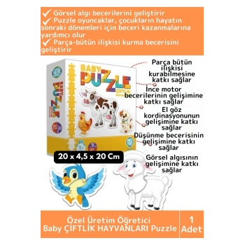 Premium Çocuk El Göz Koordinasyonu Zeka Geliştirici Eğitici Eğlenceli ÇİFTLİK HAYVANLARI Puzzle