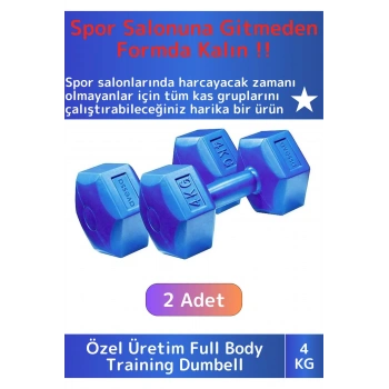 Premium Plastik Spor Egzersiz Fitness Vücut Geliştirme Pilates Ağırlık 4 Kg Dambıl Seti 2 Ad Dumbell