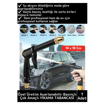 Özel Üretim Ayarlanabilir Başlıklı Güçlü Basınçlı Çok Fonksiyonlu Araba Bahçe Yıkama Tabancası