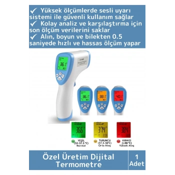 Özel Üretim Kızılötesi Pil Temassız Alın Boyun Bilek Dijital Ultra Hassas Ateş Ölçer Termometre