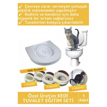 Premium Kedi Klozet Alıştırma Kapağı Kum Kabı WC Yavru Yetişkin Kedi Hijyenik Tuvalet Eğitim Seti