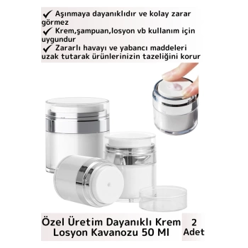Özel Üretim Yüksek Kaliteli Vakum Basınç Hava Almaz Sıvı Şampuan Krem Losyon Kavanozu 50 Ml 2 Adet