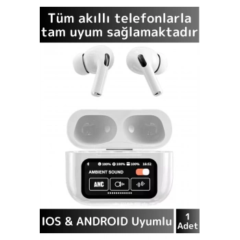 Özel iPhone 16 Pro Uyumlu OLED Ekran ANC/Arama Yanıtlama/Müzik Çalar Kulak İçi Bluetooth Kulaklık