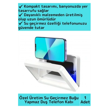 Premium Uzun Ömürlü Duvara Monte Pratik Su Geçirmez Buğu Yapmaz Duş Mutfak Dayanıklı Telefon Kabı