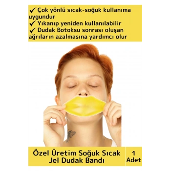 Premium Dudak Botoksu Soğuk Sıcak Termojel Yıkanabilir Isıtıcı Soğutucu Jel Sarı Dudak Bandı