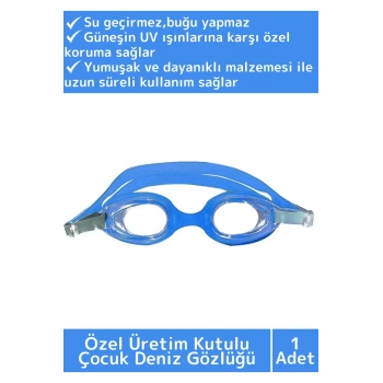 Özel Ayarlanabilir Kayışlı Su Geçirmez UV Koruma Silikon Plastik Antifog Kutulu Çocuk Deniz Gözlüğü