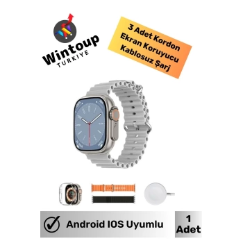 Akıllı Saat Android&ios Destekli Kadın Erkek 3 Kordonlu Arama Destekli Saat