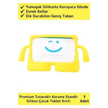 Premium Apple Ipad 7.8.9. Nesil 10.2 Inch Silikon Yumuşak Tutacaklı Tam Koruma Çocuk Tablet Kılıfı