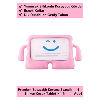 Premium Apple Ipad 7.8.9. Nesil 10.2 Inch Silikon Yumuşak Tutacaklı Tam Koruma Çocuk Tablet Kılıfı