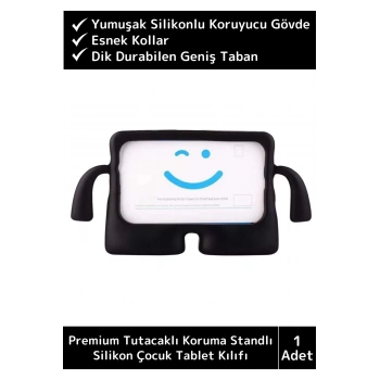 Premium Apple Samsung Uyumlu 8.7 Inch Silikon Yumuşak Tutacaklı Tam Koruma Çocuk Tablet Kılıfı