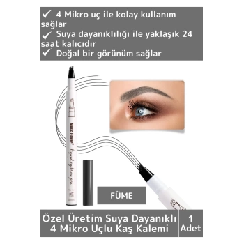 Özel Üretim 4 Mikro Uçlu Suya Dayanıklı Doğal Görünüm Kalıcı Etkili Kaş Kalemi