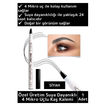 Özel Üretim 4 Mikro Uçlu Suya Dayanıklı Doğal Görünüm Kalıcı Etkili Kaş Kalemi
