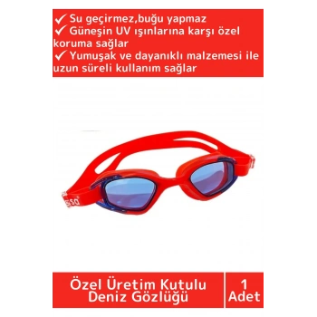Premium Seri Ayarlanabilir Kayış Su Geçirmez UV Koruma Silikon Plastik Antifog Kutulu Deniz Gözlüğü