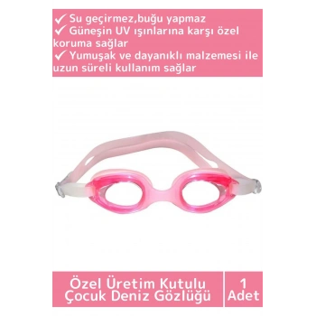 Özel Ayarlanabilir Kayışlı Su Geçirmez UV Koruma Silikon Plastik Antifog Kutulu Çocuk Deniz Gözlüğü