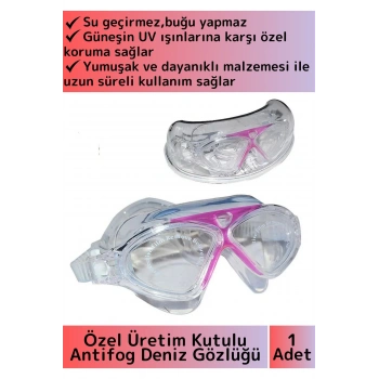 Özel Tasarım Su Geçirmez Buğu Yapmaz UV Korumalı Ayarlanabilir Kayışlı Antifog Kutulu Deniz Gözlüğü