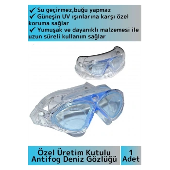 Özel Tasarım Su Geçirmez Buğu Yapmaz UV Korumalı Ayarlanabilir Kayışlı Antifog Kutulu Deniz Gözlüğü
