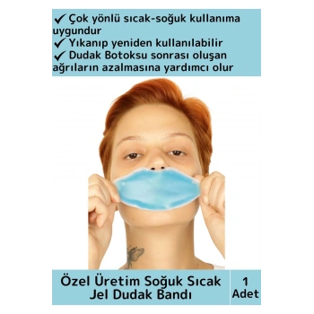 Premium Dudak Botoksu Soğuk Sıcak Termojel Yıkanabilir Isıtıcı Soğutucu Jel Mavi Dudak Bandı