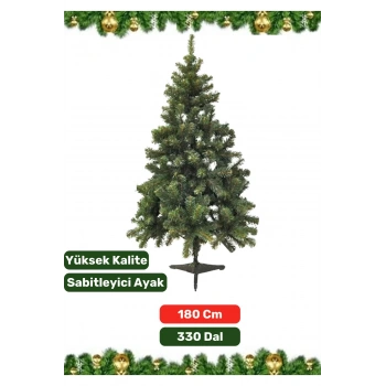 Premium Yüksek Kaliteli Sabitleyici Ayaklı New Year Parti Noel 180 Cm X 330 Dal Yılbaşı Çam Ağacı