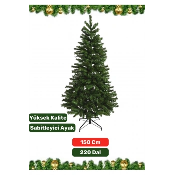 Premium Yüksek Kaliteli Sabitleyici Ayaklı New Year Parti Noel 150 Cm X 220 Dal Yılbaşı Çam Ağacı