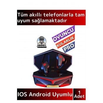 Premium iPhone 16 Pro Uyumlu Metal Kasa Led Işıklı ANC Gamer Kulak İçi Bluetooth Oyuncu Kulaklığı